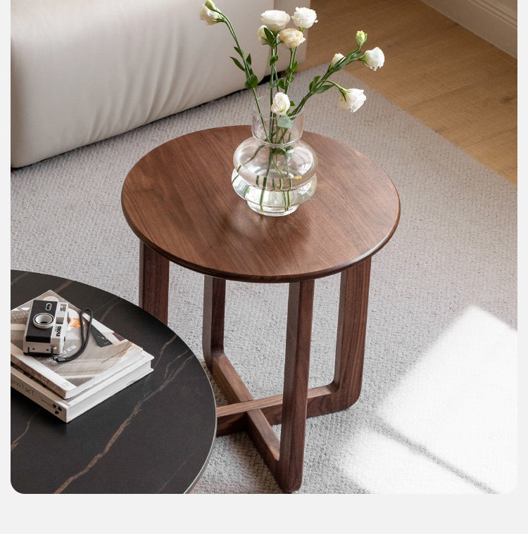 Black Walnut Solid Wood Combination Coffee Table Rock Surface