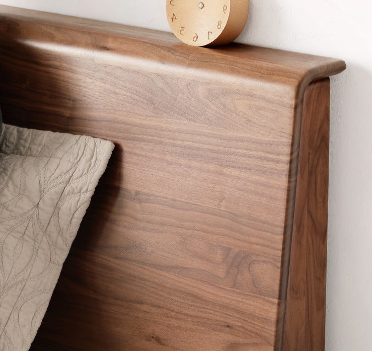 Black Walnut, Teak solid wood, Ach Solid Wood Bed Nordic Modern