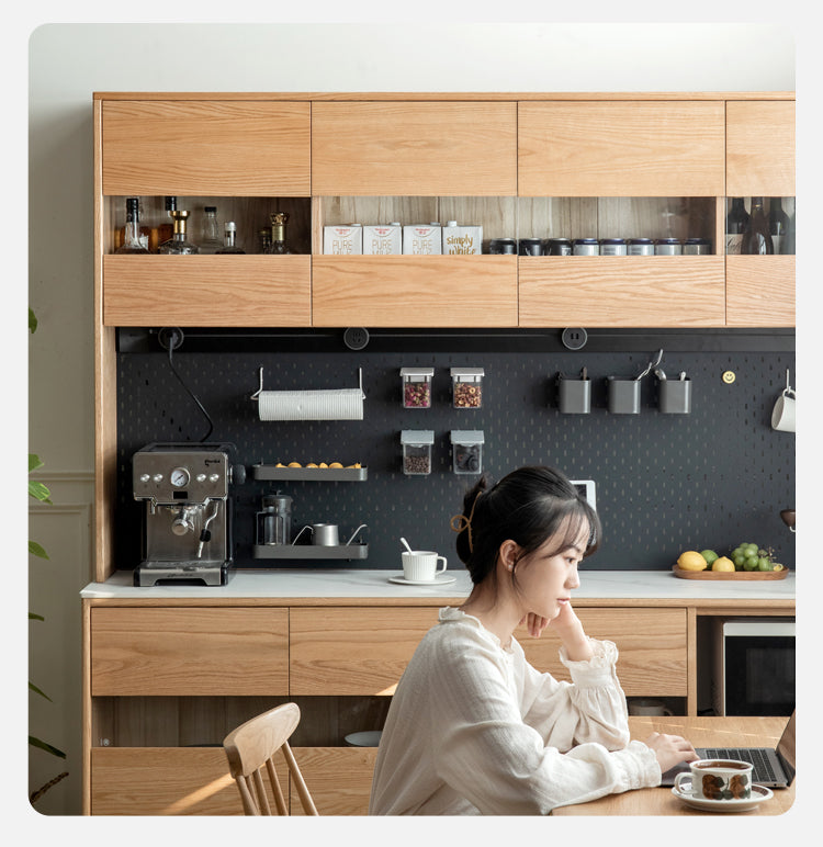 Oak Solid Wood Sideboard Modern Buffet Cabinet