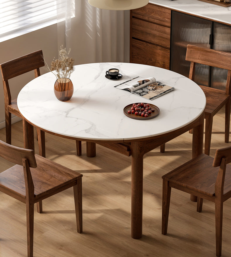 Black Walnut, Ash Solid Wood Rock Plate Folding Dining Table