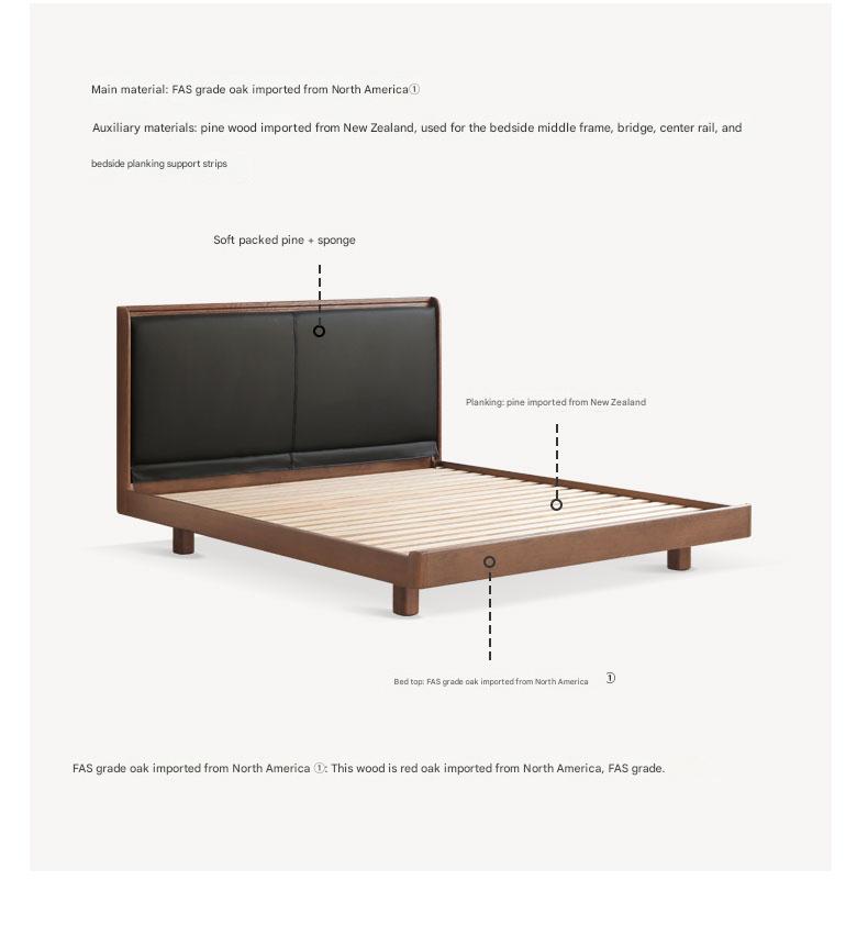 Oak Solid Wood Modern Simple Luminous Bed