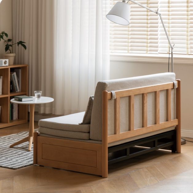 Beech Solid Wood Sofa Bed, Sleeper Sofa.