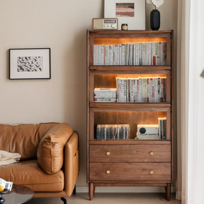 Black Walnut Solid Wood Side Cabinet Flip Door