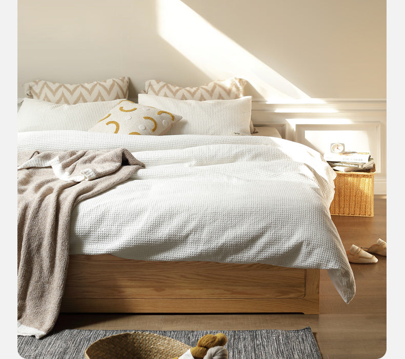 Oak solid wood platform bed, headboard-free Box bed