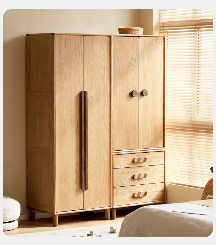 Oak Solid Wood Wardrobe Bookcase Free Combination