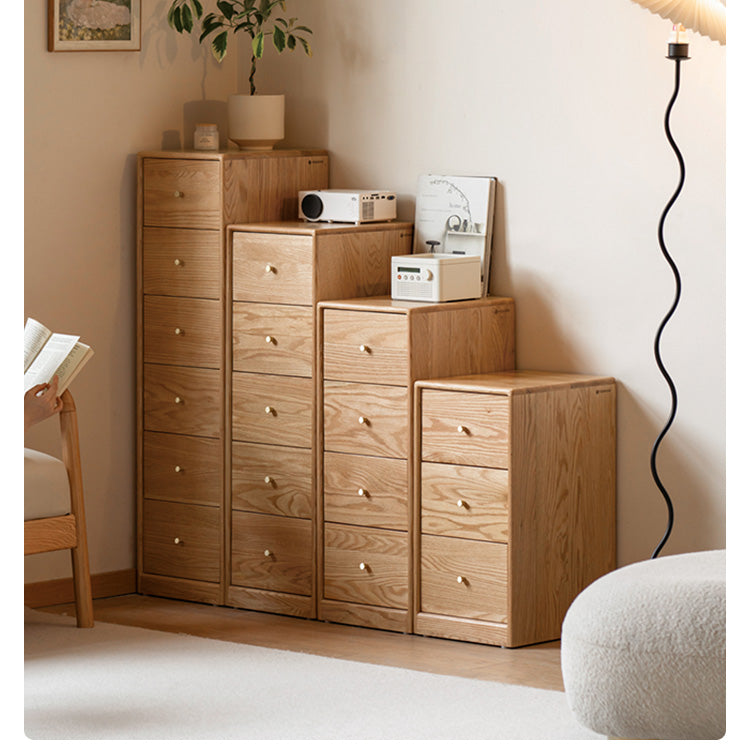 Oak, Beech Solid Wood Side Cabinet, Multi-Functional Storage