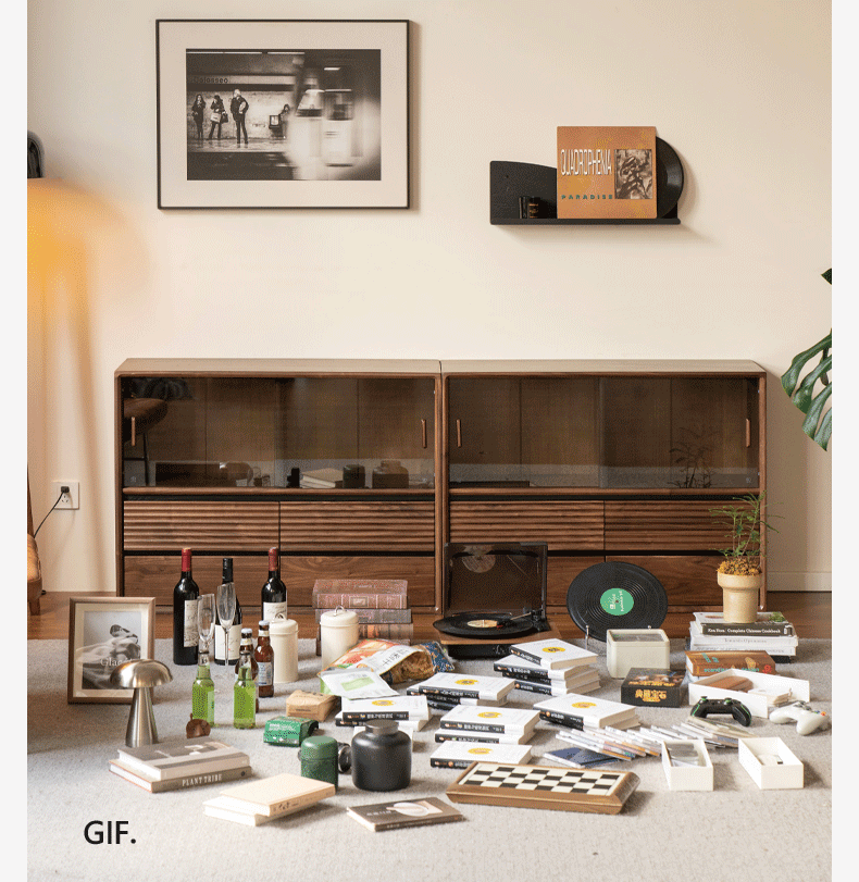 Black Walnut Solid Wood Italian Light Luxury Bookcase