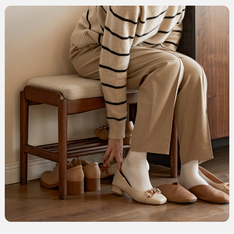 Black Walnut, Sandalwood Solid Wood Shoe Changing Stool