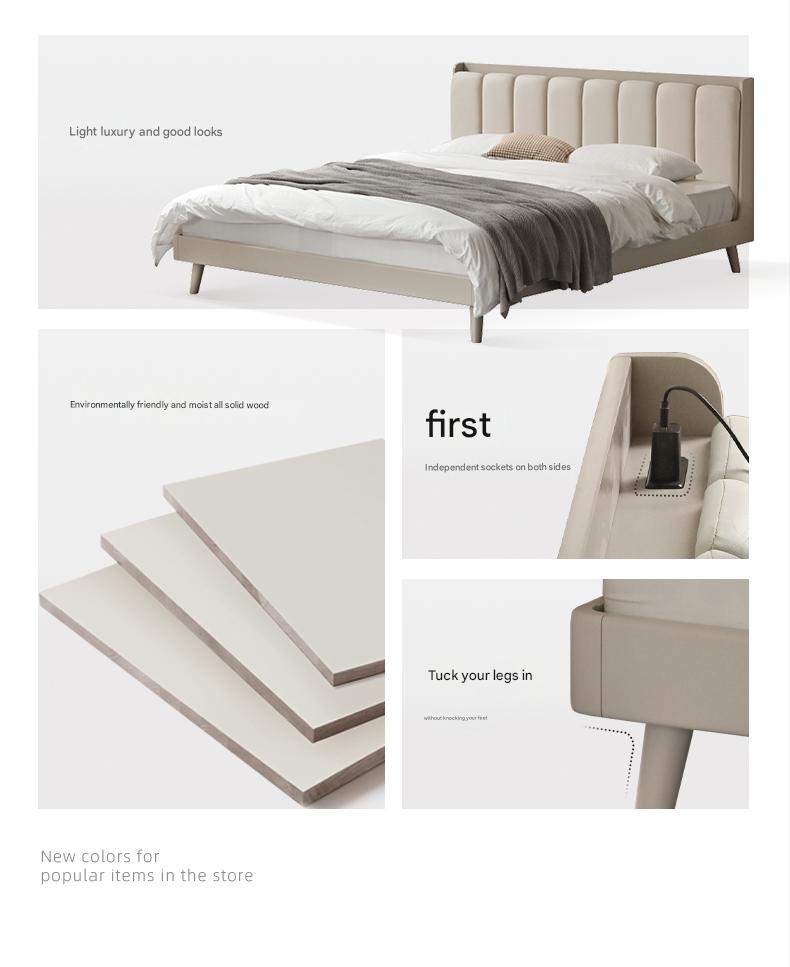 Oak, Poplar Solid Wood Piano Key Bed, Technology Cloth