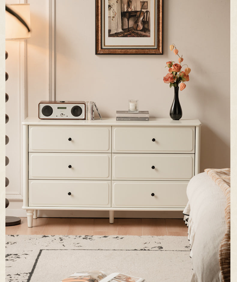 Solid Rubberwood French Retro Dressing Table