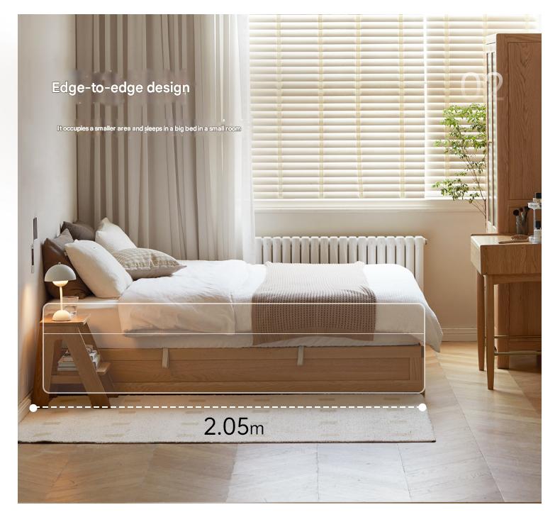Oak solid wood platform bed, headboard-free Box bed