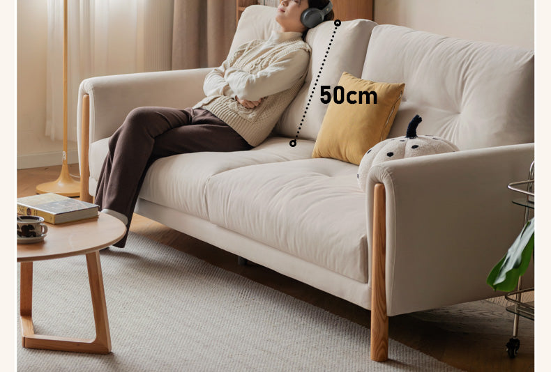 Oak Solid Wood Fabric White Cream Style Cat Scratching Cloth Sofa.