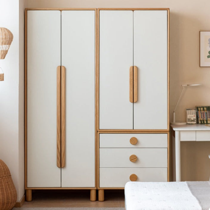Oak Solid Wood Children's Wardrobe Combination Storage Cabinet
