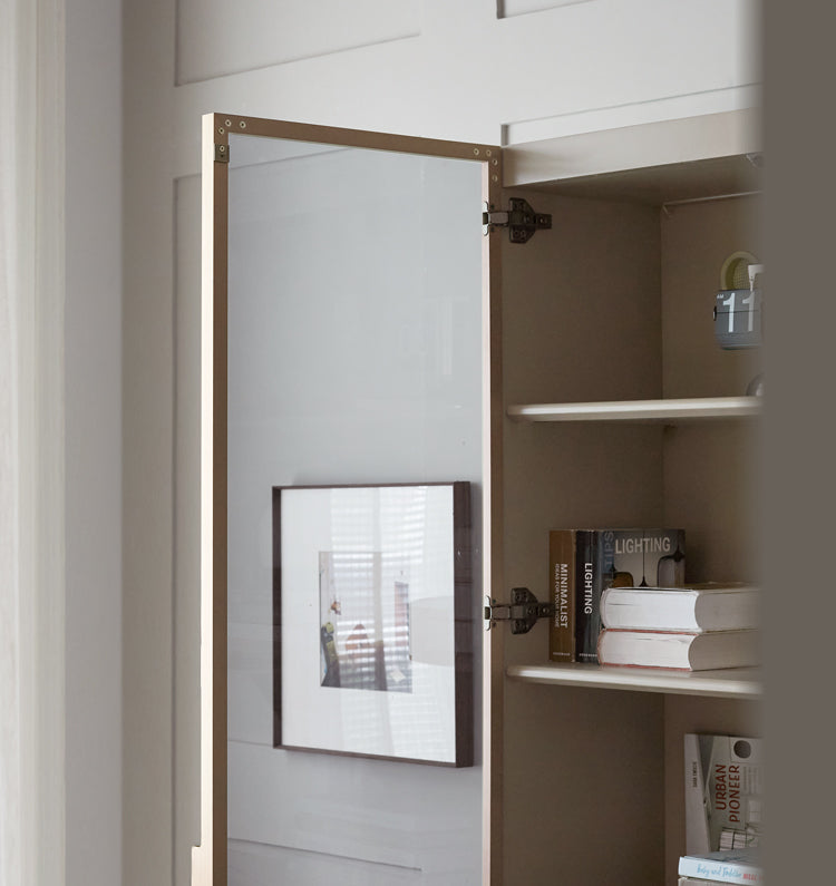 Poplar Solid Wood Combination Bookcase, Glass Door Cabinet