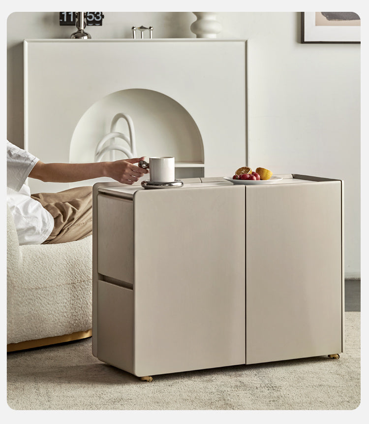 Poplar Solid Wood Side Table With Rock Slab Top