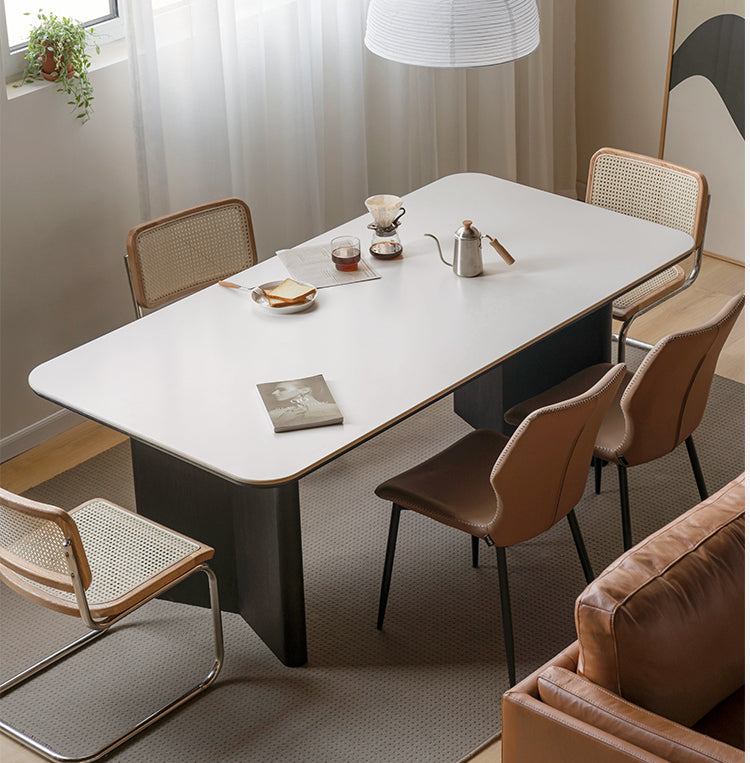Oak Solid Wood, Solid Rubberwood Slate Italian Dining Table