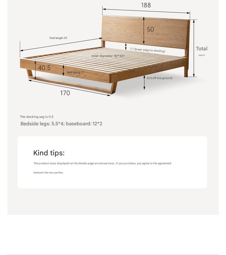 Oak, Ash Solid Wood Nordic Simple Suspended Bed
