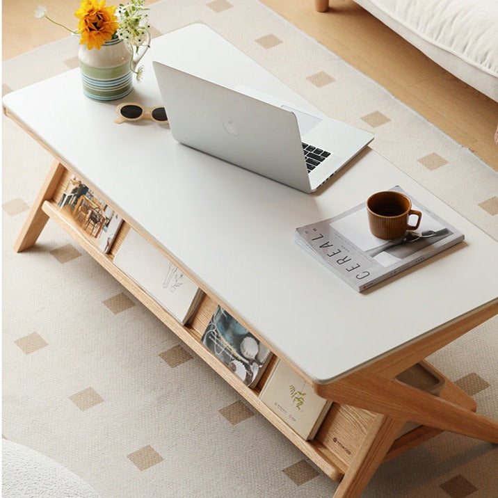 Oak Solid Wood Modern Rock Plate Coffee Table