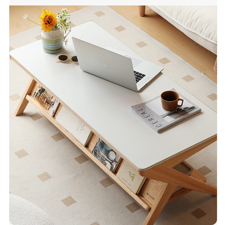 Oak Solid Wood Modern Rock Plate Coffee Table