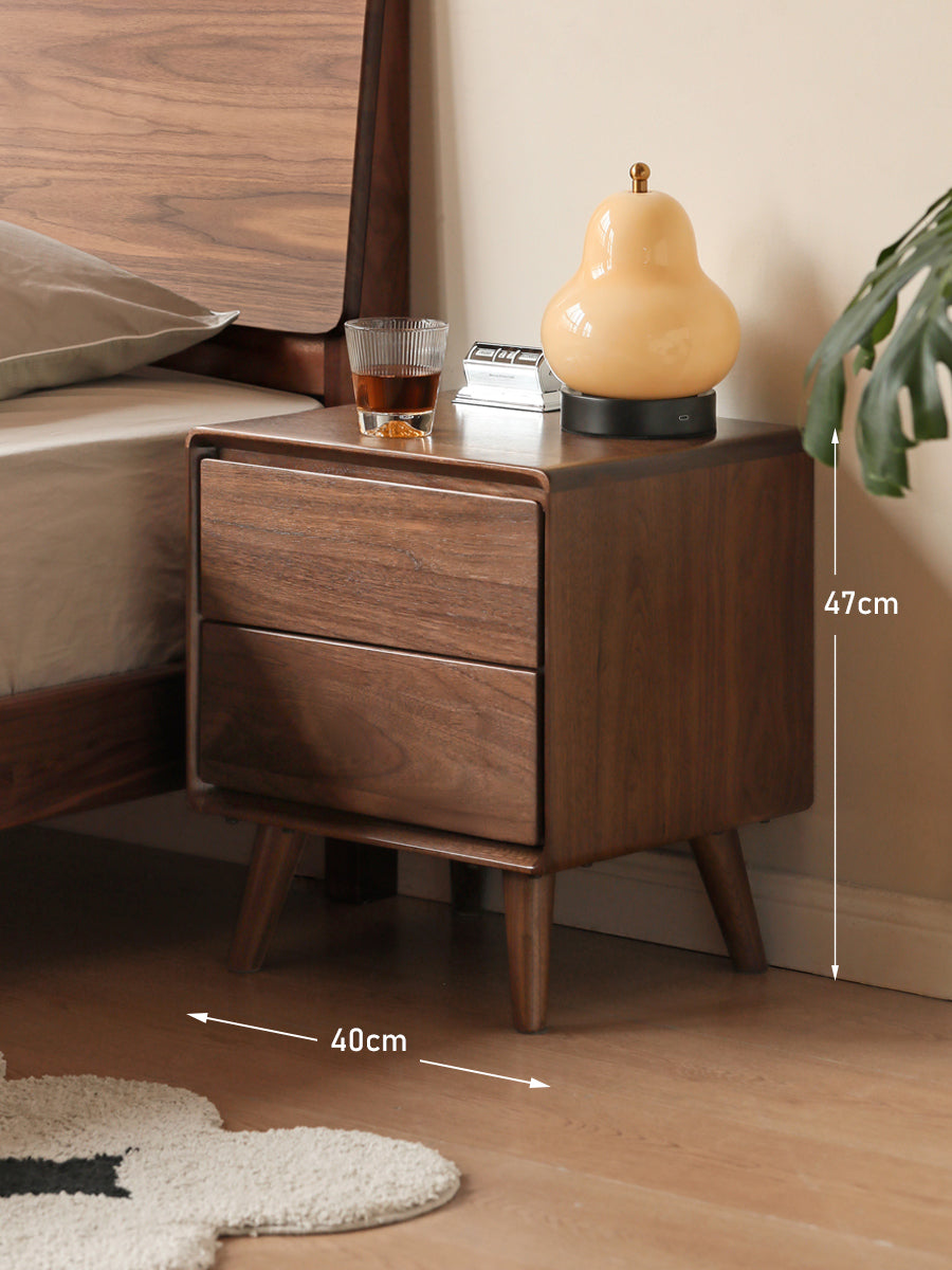 Black Walnut, South American Walnut, White Ash, Oak, Red Zebrawood Solid Wood Classic Nightstand.