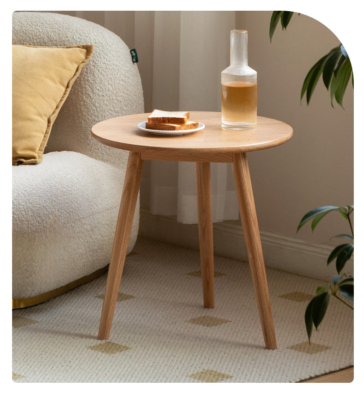 Oak, Solid RubberWood Nordic Style Side Table