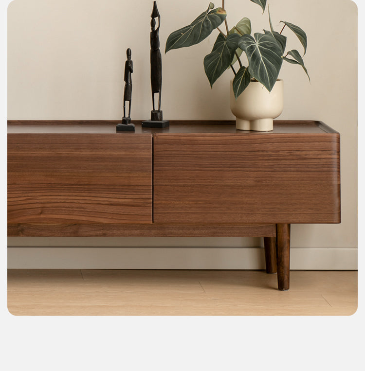 Black Walnut Solid Wood TV Cabinet, Modern and Minimalist-