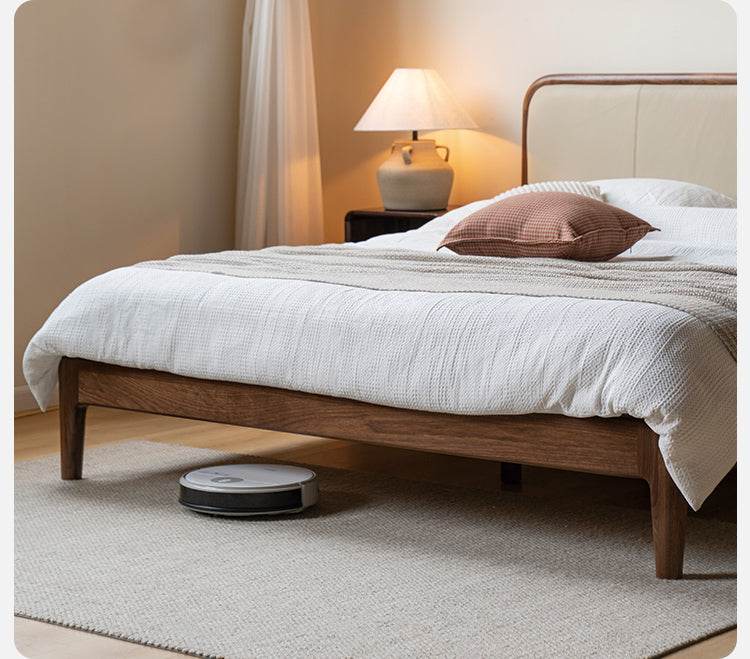 Black Walnut,Cherry Wood Cowhide Leather,Technical Cloth Bed