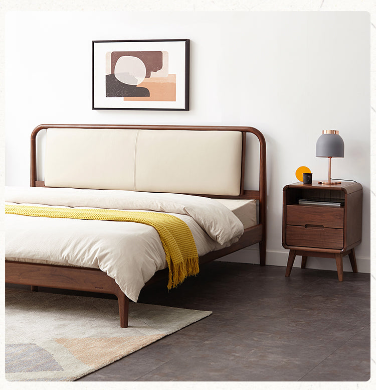 Black Walnut, Ash Solid Wood Modern Nightstand: