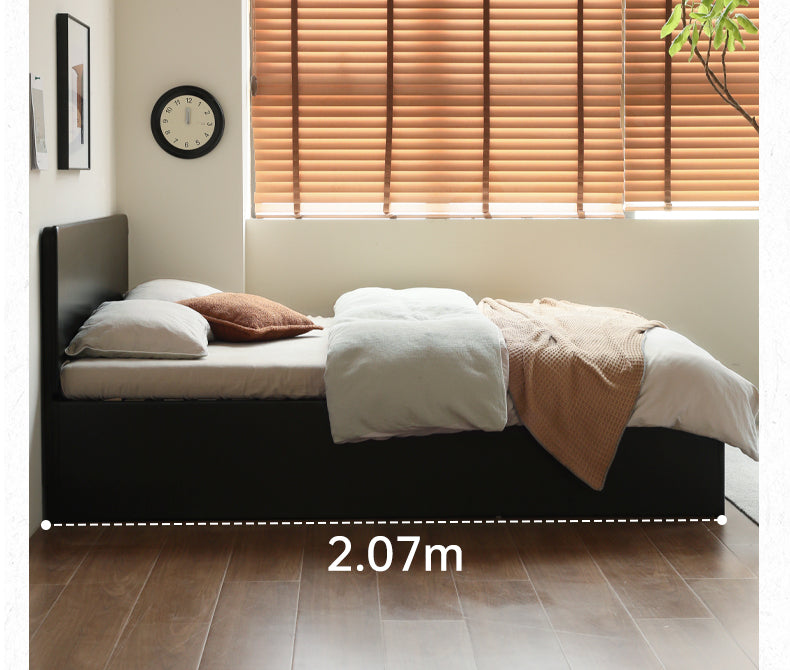 Poplar, Rubber Wood Solid Wood Fully Open High Box Bed Minimalist