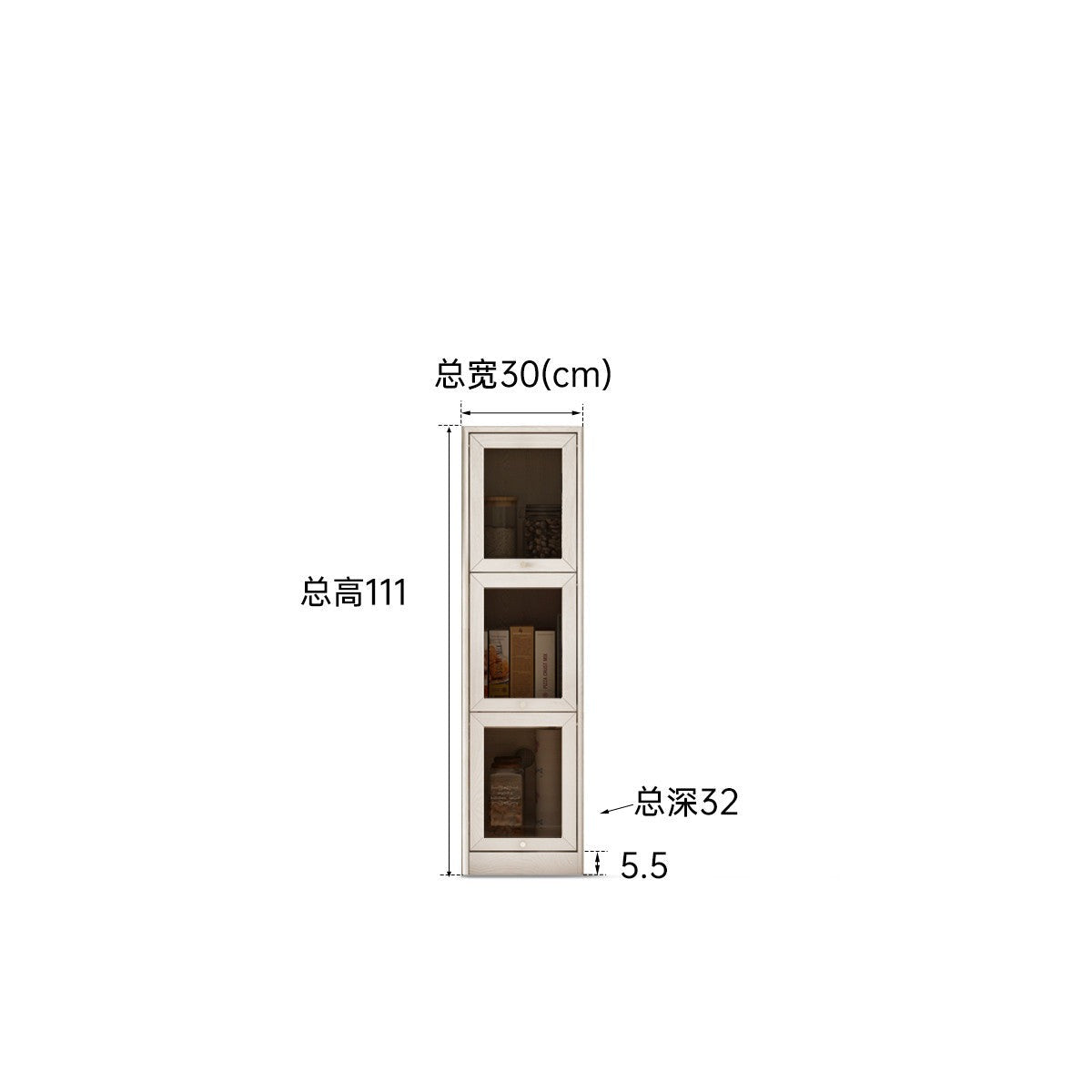 Oak Solid Wood Bookcase Corner Glass Flip Door