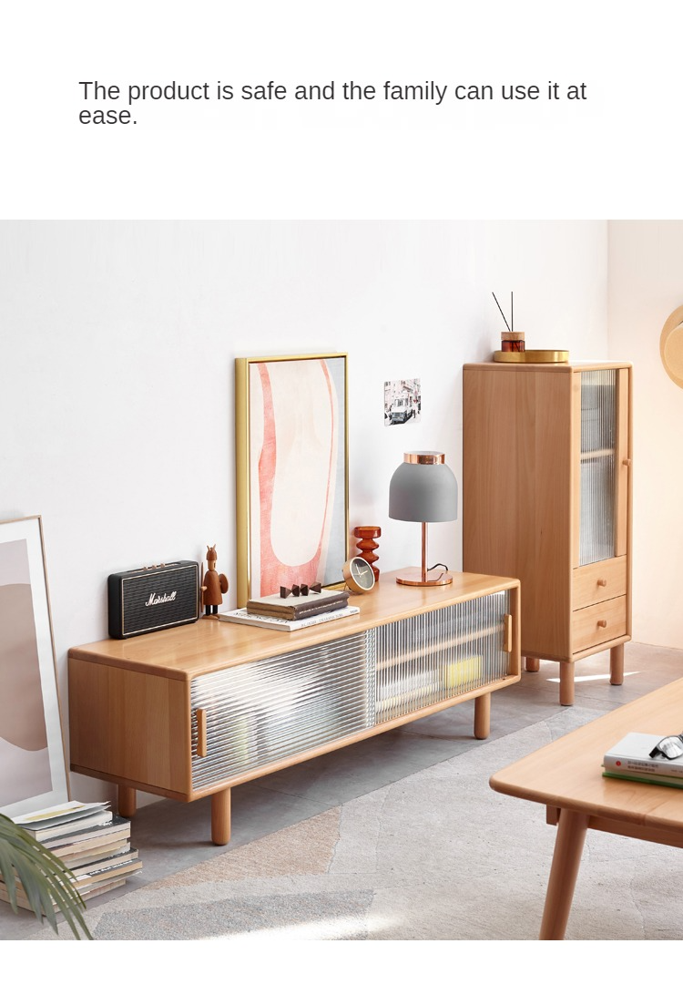 Beech Solid Wood TV Storage Cabinet.