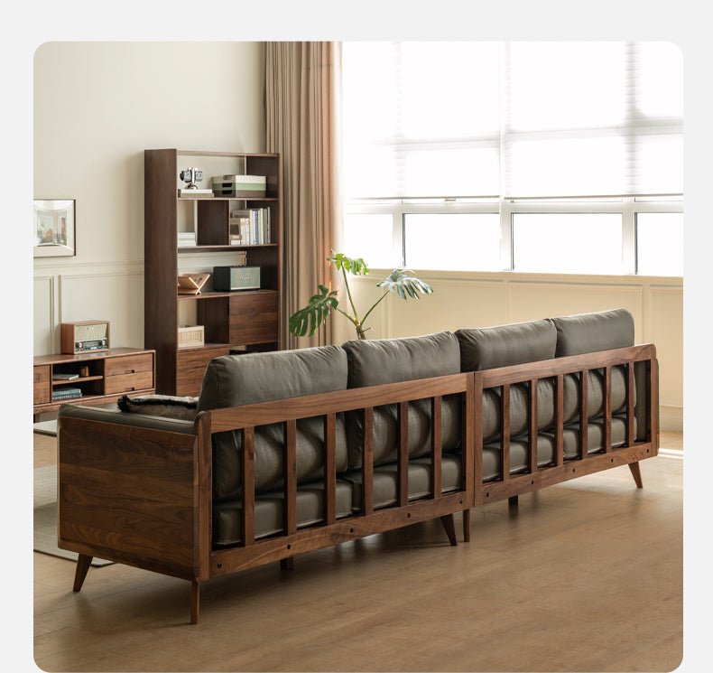 Black Walnut Solid Wood Sofa,Technology Cloth, Fabric.
