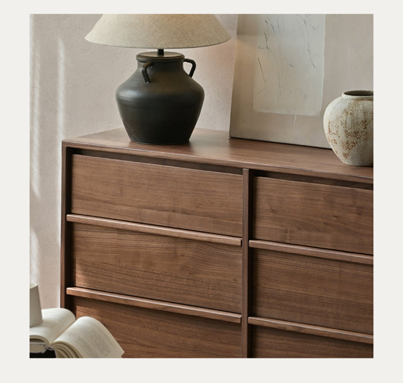 Black Walnut, Poplar Solid Wood Drawer Cabinet