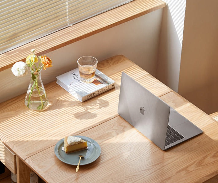 Oak Solid Wood Folding Multi-Functional Storage Telescopic Dining Table