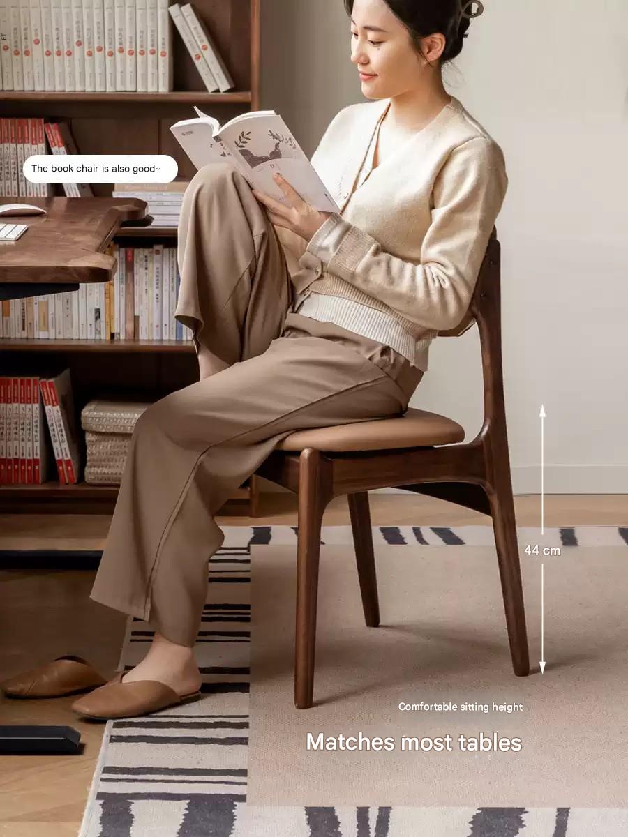 Black Walnut, Sandalwood Solid Wood Modern Dining Chair