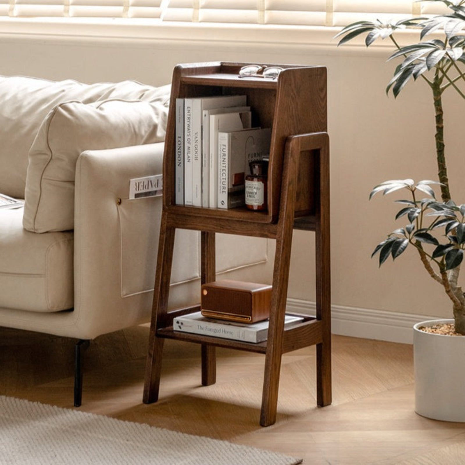 Oak Solid Wood Rack Nordic Side Cabinet.