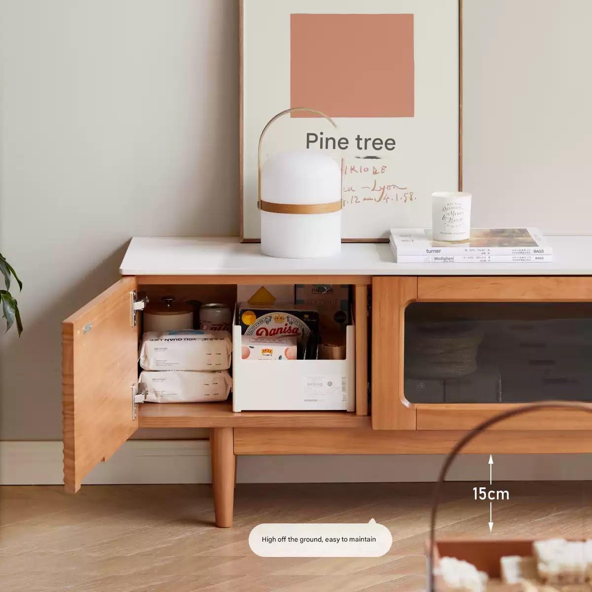 Pine Solid Wood Modern Rock Floor TV Cabinet.