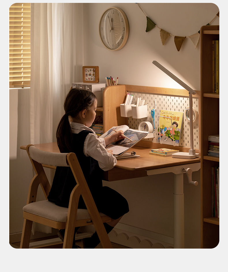 Beech Solid Wood Hand-Cranked Kids Lifting Table Board Shelf DIY