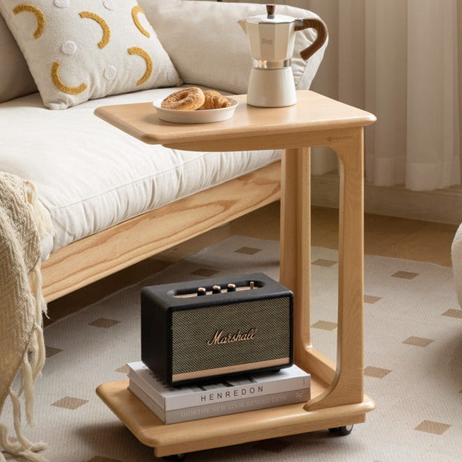 Cherry, Beech, Black Walnut, Solid Rubberwood Chic C-Shaped Side Table