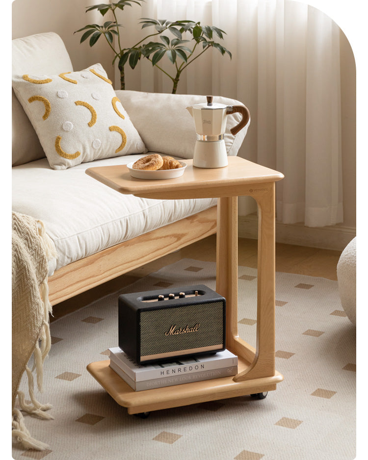 Cherry, Beech, Black Walnut, Solid Rubberwood Chic C-Shaped Side Table