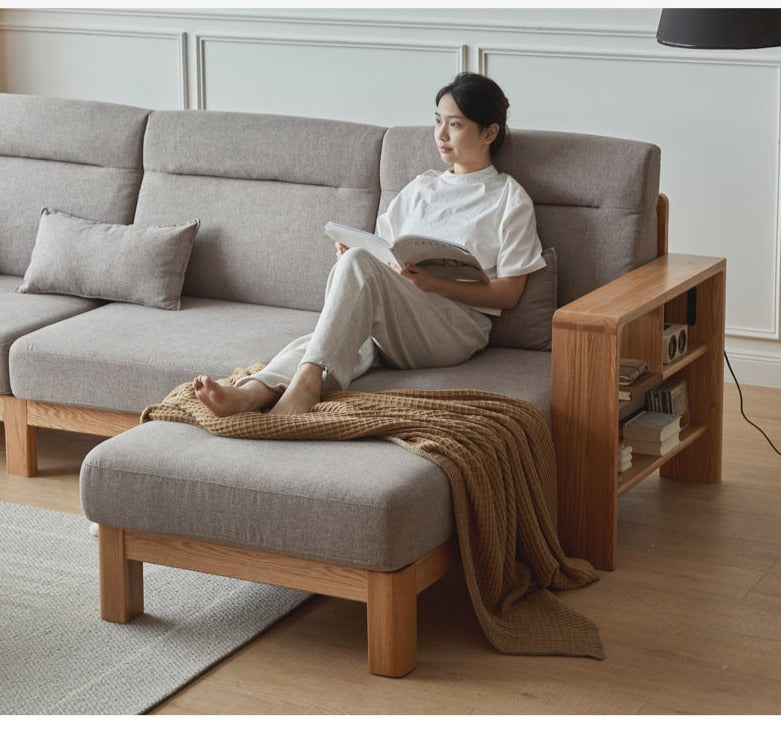 Oak Solid Wood Sectional Sofa-two colors available