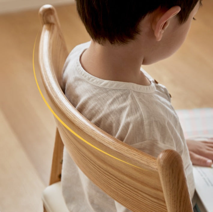 Oak Solid Wood Kids Chair Height-Adjustable.