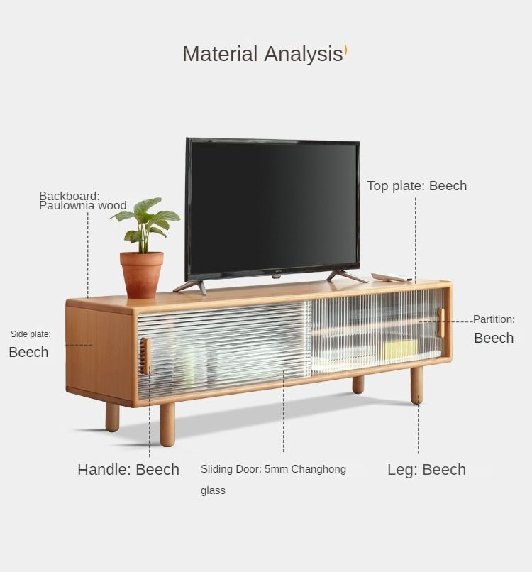 Beech Solid Wood TV Storage Cabinet.