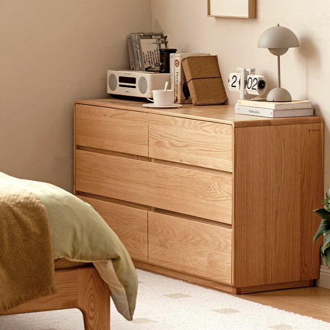 Oak, Ash Solid Wood Retractable Dressing Table Storage Cabinet.