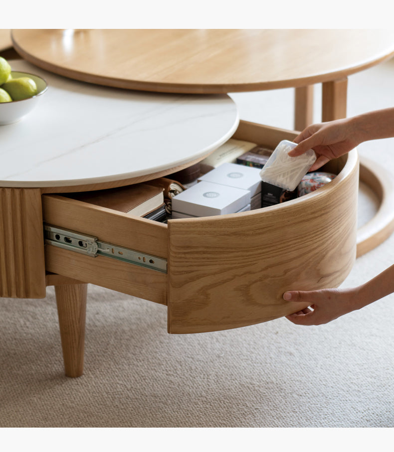 Ash Solid Wood Rock Plate Coffee Table