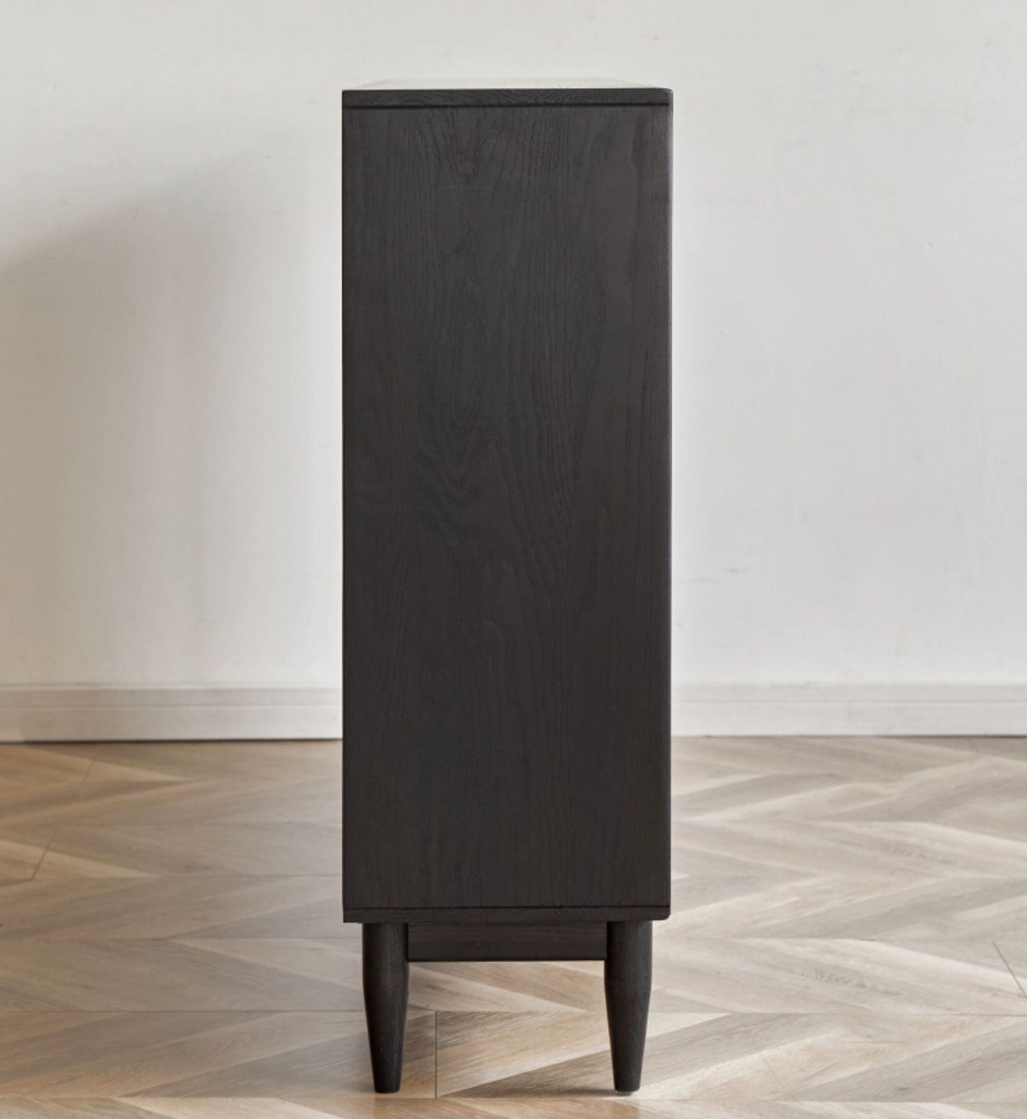 Oak, Ash Solid Wood Black Modern Bookcase