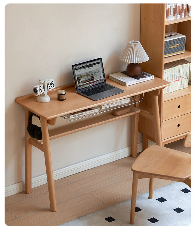 European Beech Solid Wood Ultra Narrow Writing Desk.