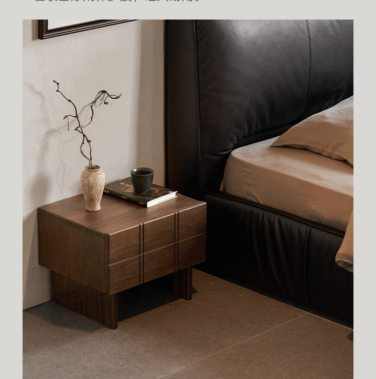 Black Walnut, Oak Wood Wabi-Sabi Style Nightstand