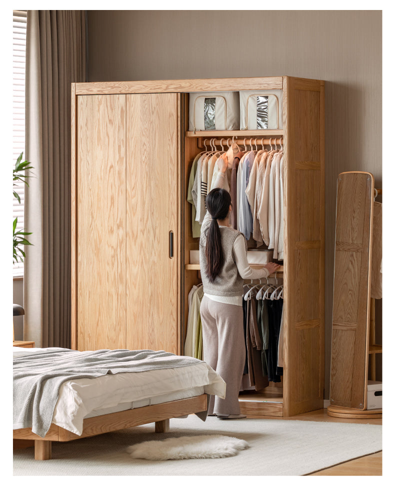 Oak Solid Wood Modern Wardrobe.