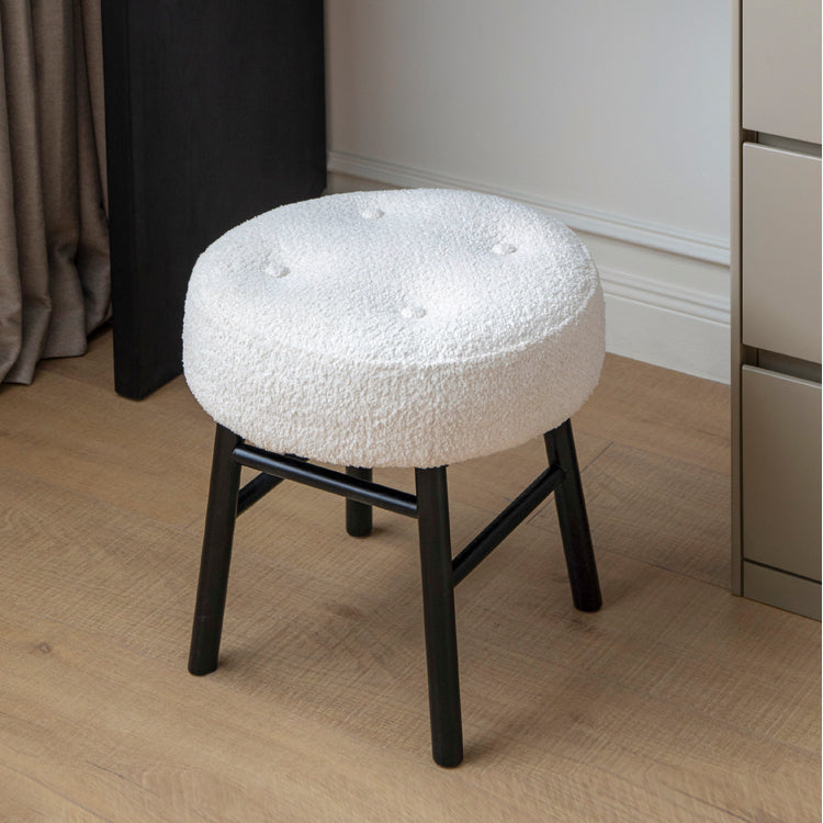 Oak Solid Wood Makeup Stool Imitation Sherpa